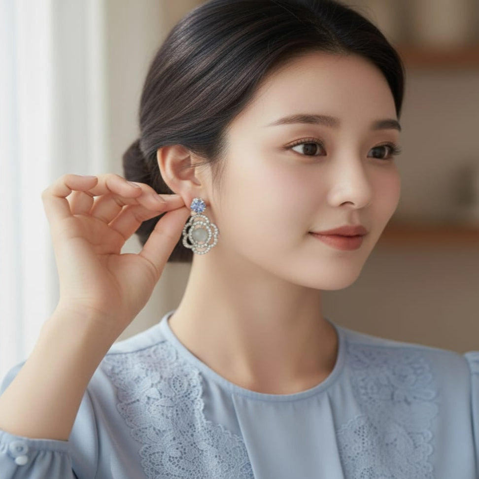 Victorian Pearl Silver Earrings