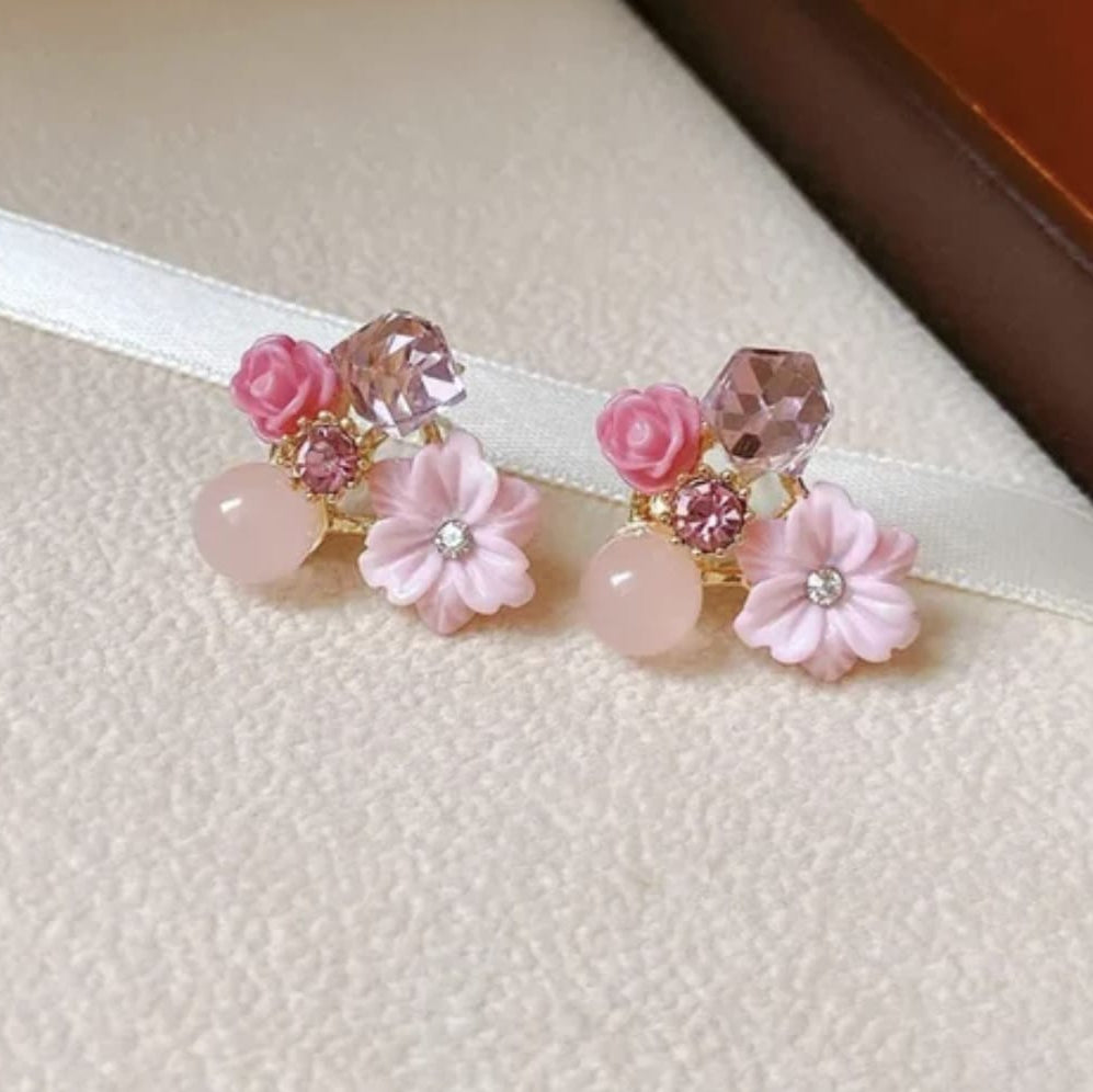 Adore You Pink Floral Earrings