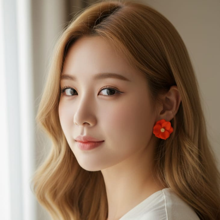 Statement Red Stud Earrings