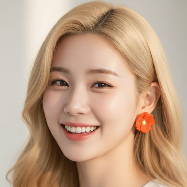 Statement Red Stud Earrings