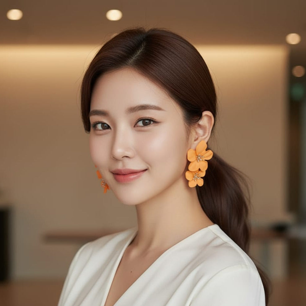 Victorian Floral Orange Earrings