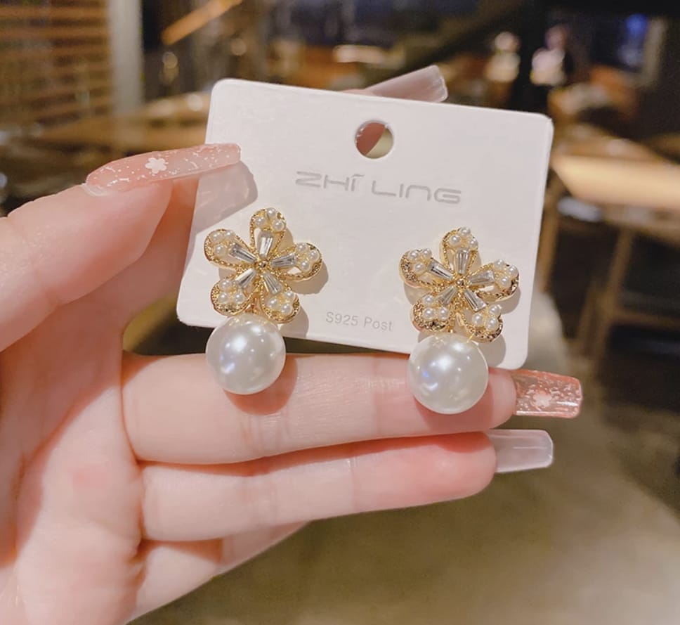 Trending Now Floral Pearl Earrings