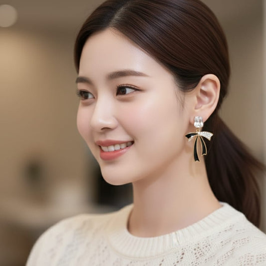 Victorian Black Bow Earrings