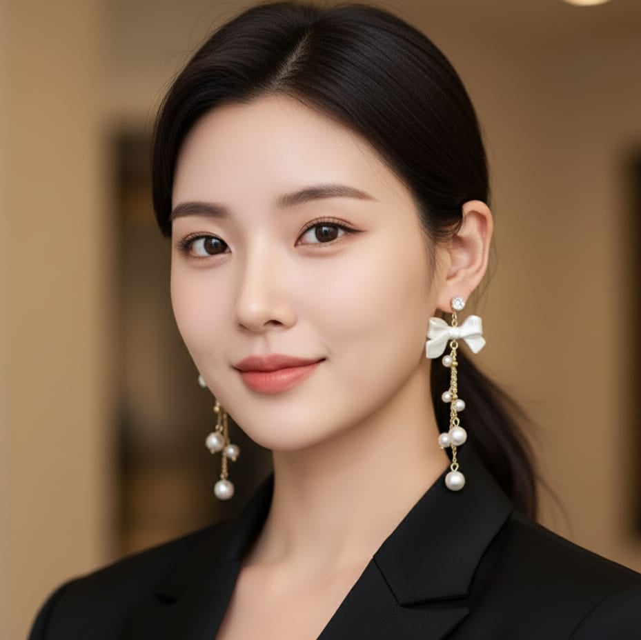 Victorian Bow Pearl Earrings