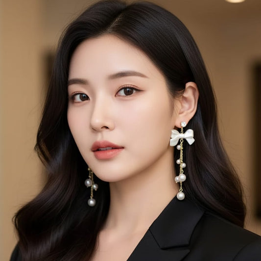 Victorian Bow Pearl Earrings