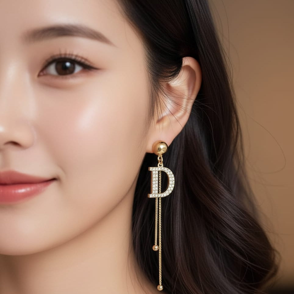 Victorian D Drop Earrings