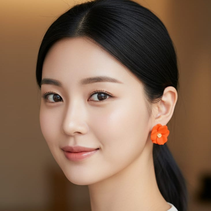 Statement Red Stud Earrings