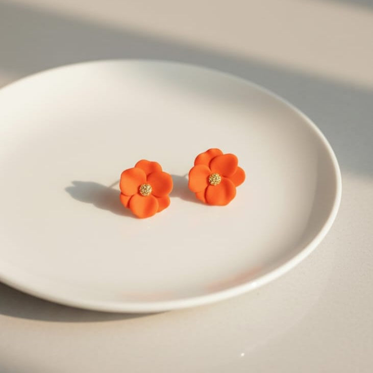 Statement Red Stud Earrings