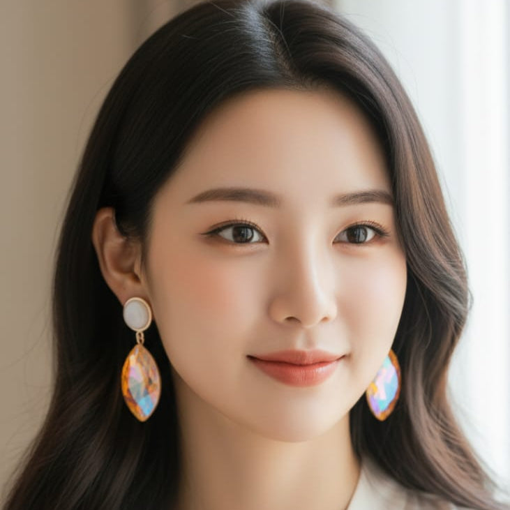 Victorian Orange drop Earrings