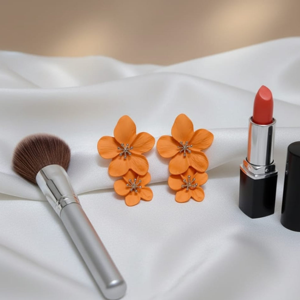 Victorian Floral Orange Earrings