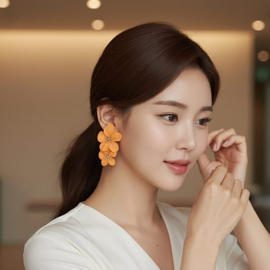 Victorian Floral Orange Earrings