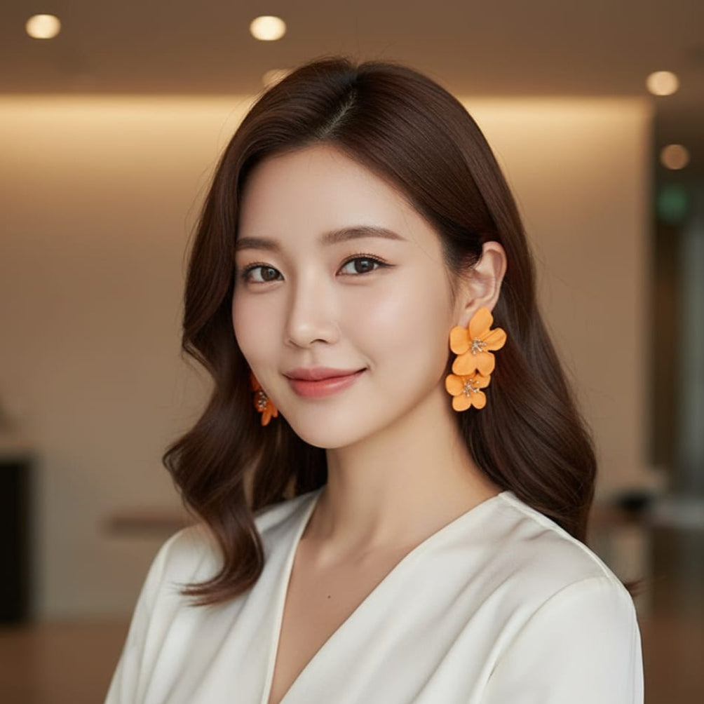 Victorian Floral Orange Earrings