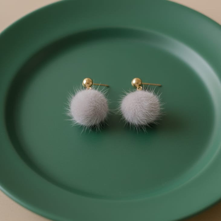 Drop Fur Ball Earrings