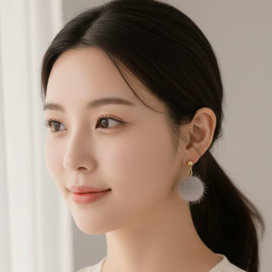 Drop Fur Ball Earrings